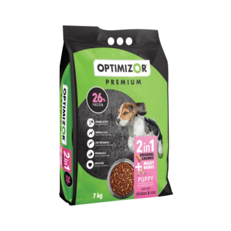 26% protein and easily digestible milk proteins for development and growth. The inclusion of easy-to-digest milk proteins in our kibble means that we can offer increased calcium in the form of ‘milky bones’ in our puppy food. Together with VitaCARE