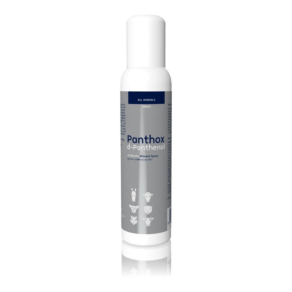 Panthox is an aerosol spray indicated for the prevention and treatment of topical oxytetracycline-susceptible infections.