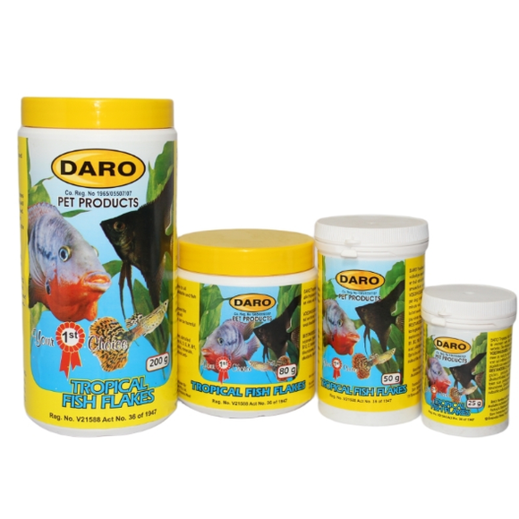 Tropical fish flakes is a well balanced food for all medium to top feeders