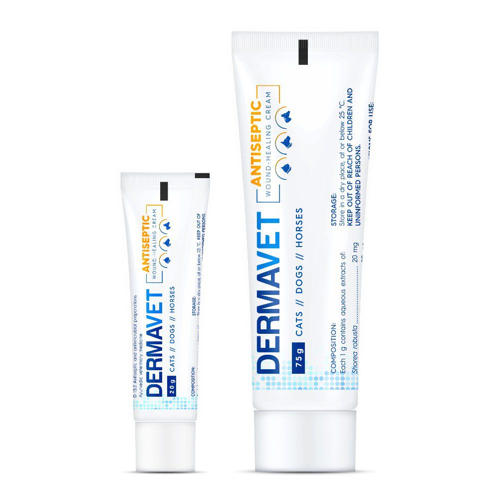 Dermavet is an antiseptic wound healing cream which increases the speed of wound healing by promoting epithelialisation. Dermavet is indicated for use on cats