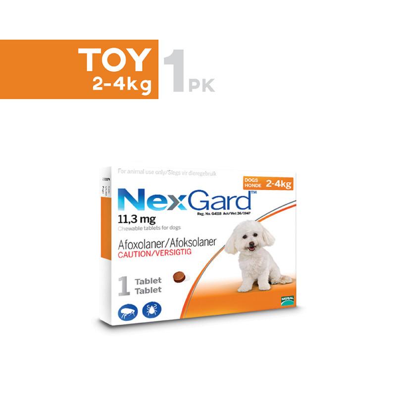 NexGard is a soft chewable dog treat that acts against fleas (before they lay their eggs) and kills them rapidly. Kills all major tick species that infest dogs for four weeks.